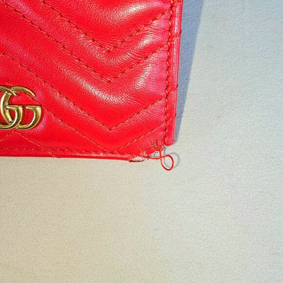 Gucci Red Matelassé GG Marmont Leather Wallet - Picture 6 of 16